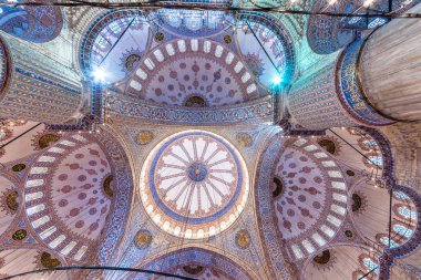 İç Dekorasyon görünümü ve Sultanahmet Camii Istanbul, Türkiye'de sanat