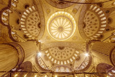 İç Dekorasyon görünümü ve Sultanahmet Camii Istanbul, Türkiye'de sanat