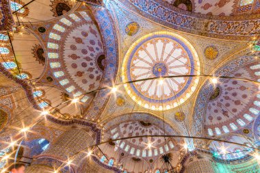 İç Dekorasyon görünümü ve Sultanahmet Camii Istanbul, Türkiye'de sanat
