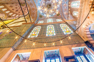 İç Dekorasyon görünümü ve Sultanahmet Camii Istanbul, Türkiye'de sanat