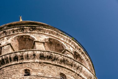 Galata Tower(Turkish: Galata Kulesi) dış görünümünü İsa Kulesi cenovalılar tarafından Istanbul, Türkiye'de ünlü Ortaçağ Simgesel Yapı Mimarlık adlı