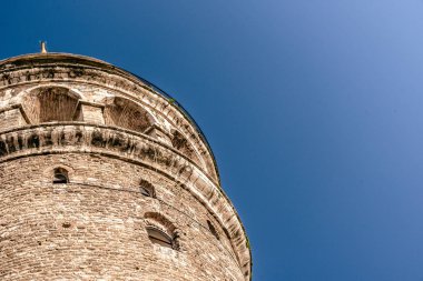 Galata Tower(Turkish: Galata Kulesi) dış görünümünü İsa Kulesi cenovalılar tarafından Istanbul, Türkiye'de ünlü Ortaçağ Simgesel Yapı Mimarlık adlı