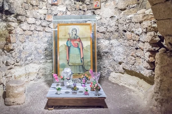 Aya Tekla ondergrondse grot kerk ook bekend als Saint Aya Thecla Silifke, Mersin, Turkije. — Stockfoto