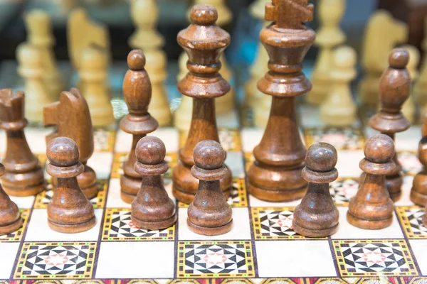 Dekorativní Ručně Vyrobené Dřevěné Šachy Prodej Grand Bazaar Istanbul Turecko — Stock fotografie