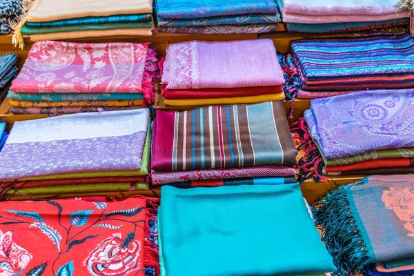 silk ,cashmere head scarves or shawls and fabrics composed of a stack