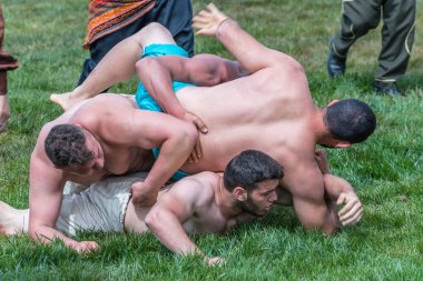 Kimliği belirsiz kişi şalvar (shalvar veya salvar) guresi,(kuroshio/wrestling) gerçekleştirin. Salvar güreş geleneksel Türk güreş bir türüdür. Istanbul, Türkiye, 13,201 olabilir