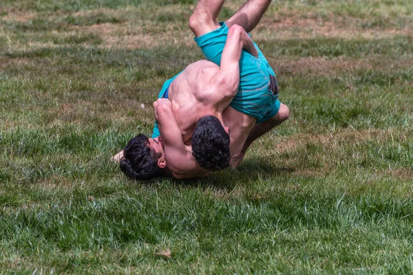 Niet Geïdentificeerde Mensen Voeren Shalwar Shalvar Salvar Guresi Kuroshio Wrestling — Stockfoto