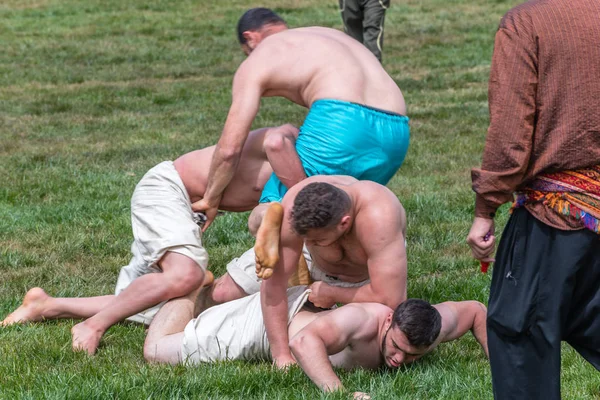 Ismeretlen Emberek Végre Shalwar Shalvar Vagy Salvar Guresi Kuroshio Wrestling — Stock Fotó