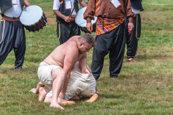 Ismeretlen Emberek Végre Shalwar Shalvar Vagy Salvar Guresi Kuroshio Wrestling — Stock Fotó