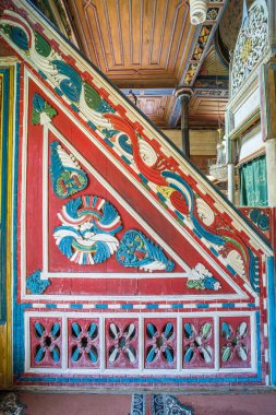 Artin, Macahel, Camili Camii (Cami), örtmek 18. yüzyılda inşa edilmiş ahşap Komiteler ile olan özel bir caminin iç detay. Türkiye, Artvin, 18 Ağustos 2015