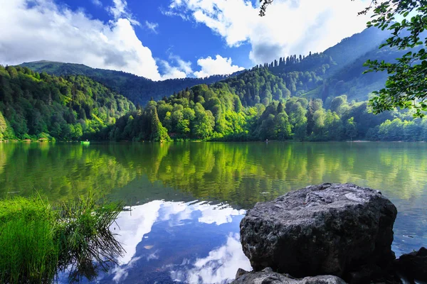 Landscape View Karagol Black Lake Popular Destination Tourists Locals Campers — Stock Photo, Image