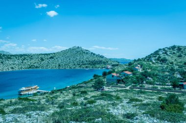 Yat Milli Parkı Kornati küçük bir koyda mored. Croatia.Sibenik,Croatia,May 28,2017