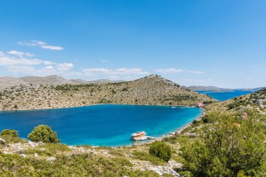 Yat Milli Parkı Kornati küçük bir koyda mored. Croatia.Sibenik,Croatia,May 28,2017