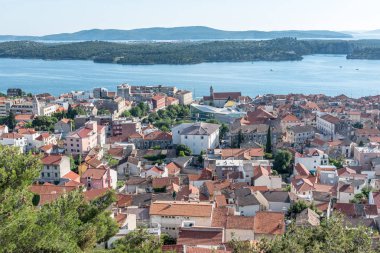 Hava Sibenik görünümü eski şehir panoraması, Barone kale görünümünden: Sibenik, Hırvatistan, 28,2017 olabilir