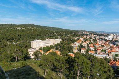 Hava Sibenik görünümü eski şehir panoraması, Barone kale görünümünden: Sibenik, Hırvatistan, 28,2017 olabilir