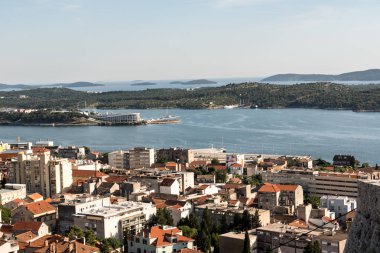 Hava Sibenik görünümü eski şehir panoraması, Barone kale görünümünden: Sibenik, Hırvatistan, 28,2017 olabilir