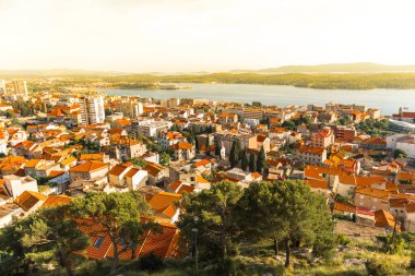 Hava Sibenik görünümü eski şehir panoraması, Barone kale görünümünden: Sibenik, Hırvatistan, 28,2017 olabilir