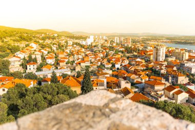 Hava Sibenik görünümü eski şehir panoraması, Barone kale görünümünden: Sibenik, Hırvatistan, 28,2017 olabilir