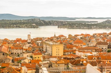 Sibenik eski şehir panoraması, Barone kale görünümünden: Sibenik Hırvatistan, 29,2017 olabilir