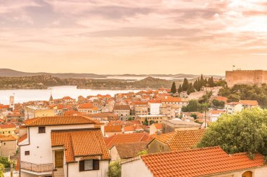 Sibenik eski şehir panoraması, Barone kale görünümünden: Sibenik Hırvatistan, 29,2017 olabilir