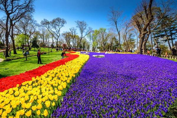 Emirgan Parkı, Sarıyer semtinde yer alan tarihi bir kent parkı geleneksel Lale Festivali. Turistler ve yerliler için ziyaret edin ve zaman harcamak. Istanbul,Turkey.15 Nisan, 2017