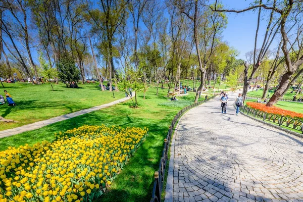 Traditionele Tulip Festival Emirgan Park Een Historische Stadspark Gelegen Het — Stockfoto