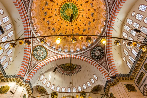 Decorazione Interni Opere Arte Della Moschea Suleymaniye Pareti Soffitti Cupole — Foto Stock