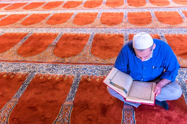 Kimliği belirsiz Türk Müslüman erkek Kur'an'Süleymaniye Camii, Osmanlı Mimar Sinan.Istanbul,Turkey.04 tarafından Haziran 2017 tasarlanmış ve İslami öğelerle Süslenmiş okuma