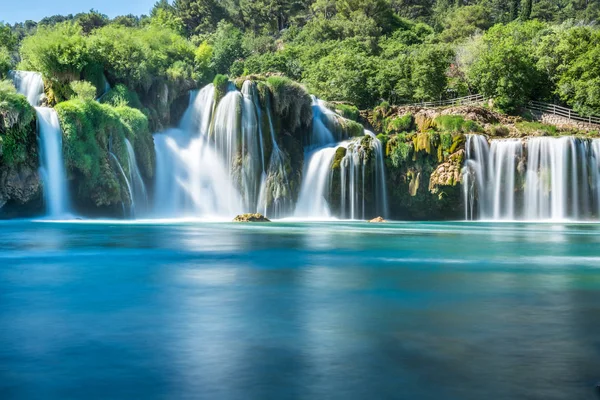 Lange Blootstelling Weergave Van Waterval Skradinski Buk Krka National Park — Stockfoto