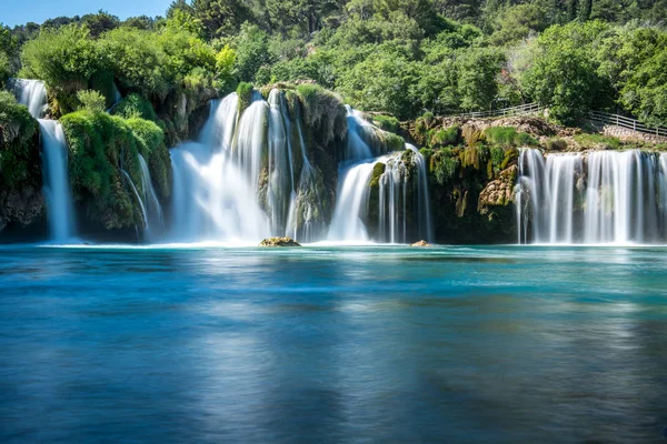 Lange Blootstelling Weergave Van Waterval Skradinski Buk Krka National Park — Stockfoto