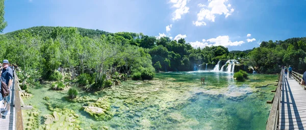 Panoramic View Waterfall Skradinski Buk Krka National Park One Croatian — Stock Photo, Image