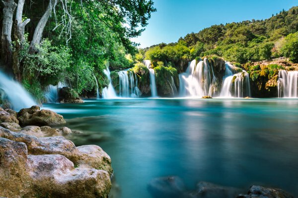 Long Exposure View of waterfall Skradinski Buk in Krka National Park ,one of the Croatian national parks in Sibenik,Croatia.