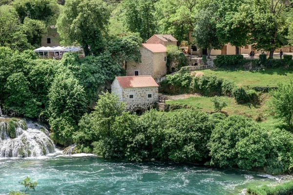 Luchtfoto Van Waterval Skradinski Buk Krka National Park Één Van — Stockfoto