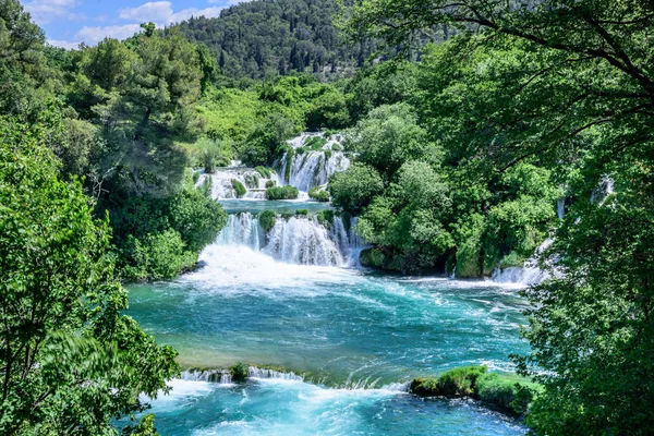 Panoramisch Uitzicht Waterval Krka National Park Één Van Kroatische Nationale — Stockfoto