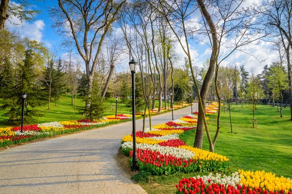 Traditionell Tulip Festival Emirgan Park Historisk Stadspark Ligger Sariyer Distrikt — Stockfoto