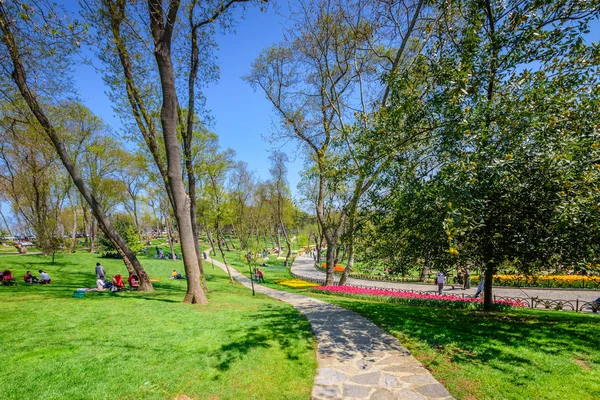 Traditionele Tulip Festival Emirgan Park Een Historische Stadspark Gelegen Het — Stockfoto