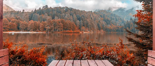 Doux Paysage Automne Vue Sur Karagol Lac Noir Une Destination — Photo