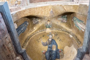 Antik mozaik Theotokos Fethiye Fethiye Camii Çarşamba,'yakınında Fatih ilçe Istanbul,Turkey.15 kilisede İsa Mesih'e Ekim, 2017 tasvir