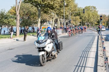 Ekim, 2017 Istanbul aşaması 53 Cumhurbaşkanlığı Bisiklet turu, Turkey.Istanbul,Turkey.15 yarış bisikletçiler