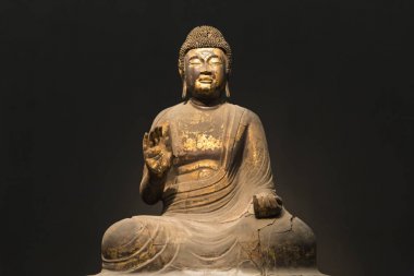 antika ahşap Buda heykeli