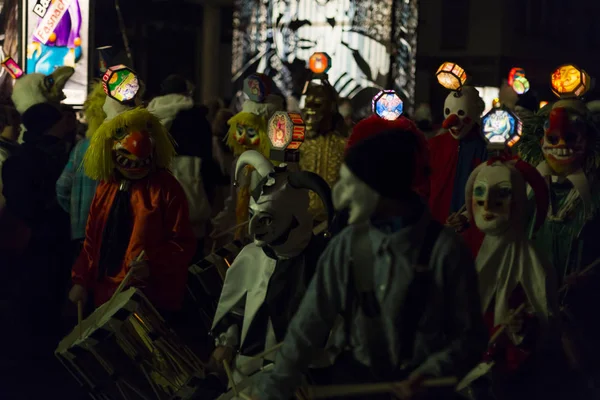 Carnaval de Basileia 2018 desfile de morgestraich — Fotografia de Stock