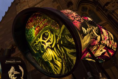 Renkli fener sergi sırasında Basel karnaval 2018