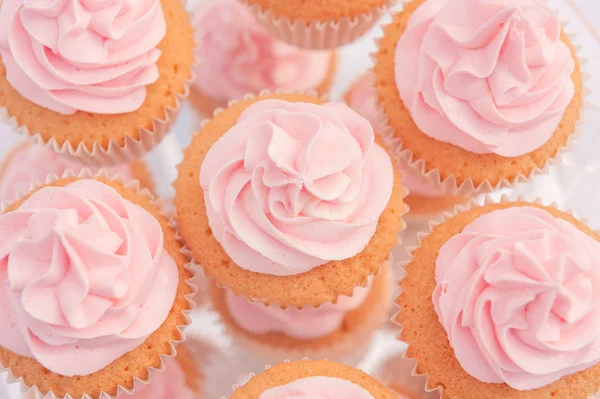 Cupcakes con crema rosa — Foto de Stock