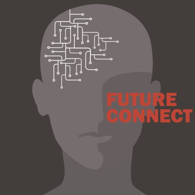 Yapay zeka bağlantı. İnsan beyni devre. 