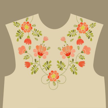 Nakış çiçek yaka tasarım