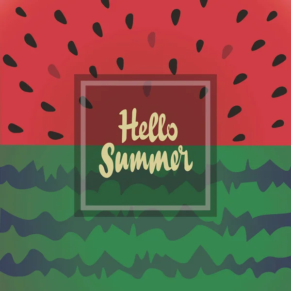 Hallo Sommer Vektor Hintergrund mit Wassermelone. — Stockvektor