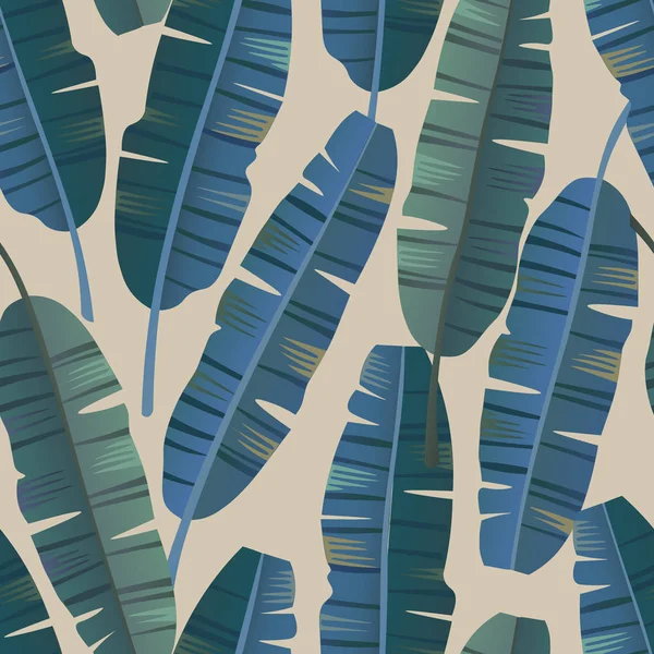Tropisk palm bananblad sömlösa mönster — Stock vektor