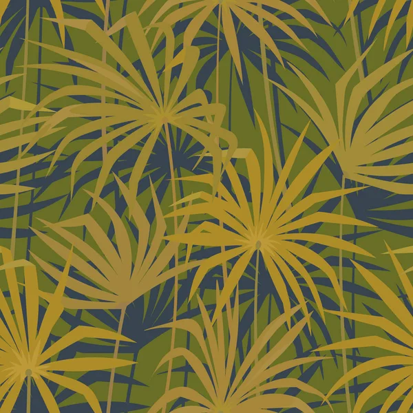 Tropische palm laat naadloze patroon. Tropic jungle fan blad achtergrond — Stockvector