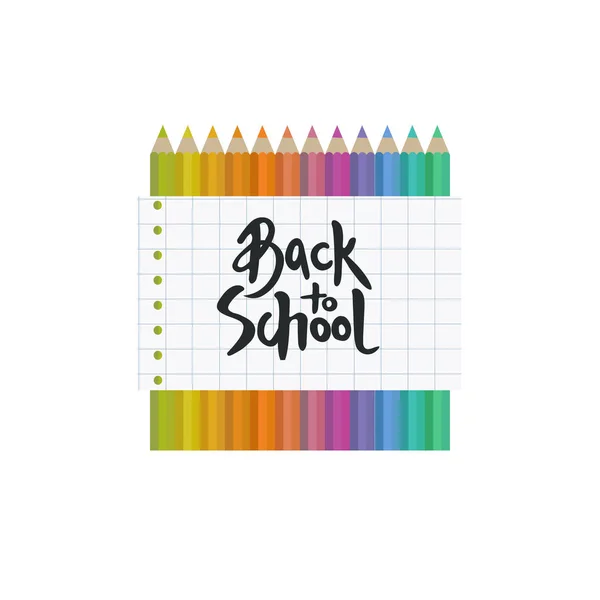 Zurück zum Schulbanner mit Pensils und Schriftzug — Stockvektor