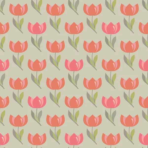 Floral seamless pattern with tulips — Stock Vector